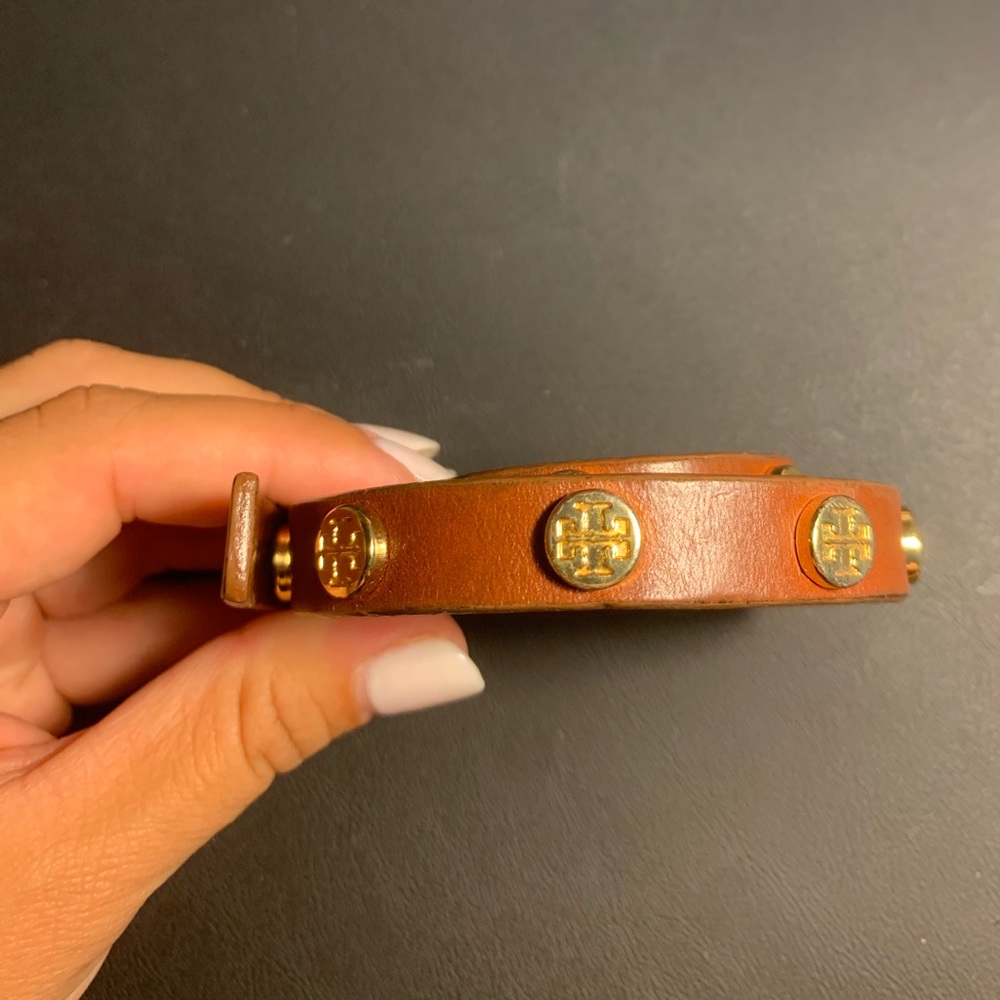 Tory Burch Brown Double Wrap Logo Bracelet